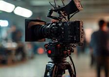 Professional film camera on set