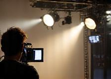 Bright lights in a television studio